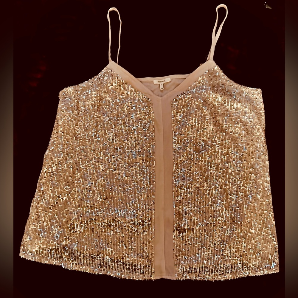 Maurices Gold Sequined Tank-Top (1X)